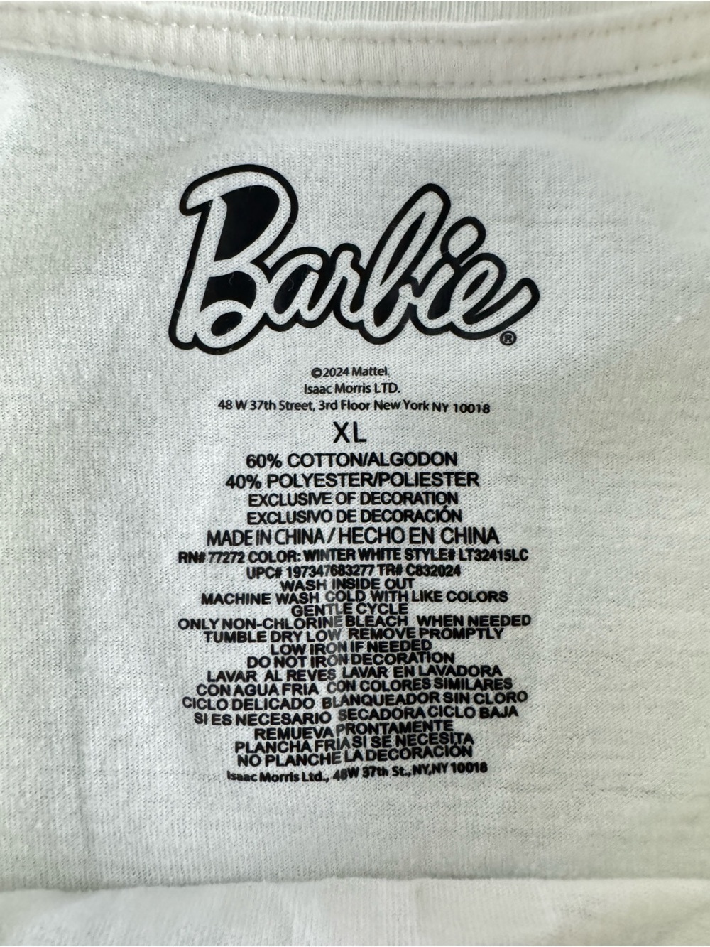 Barbie Girl Limited Edition Graphic Tee XL White Oversized Y2K Dollcore T-Shirt - Picture 7 of 9